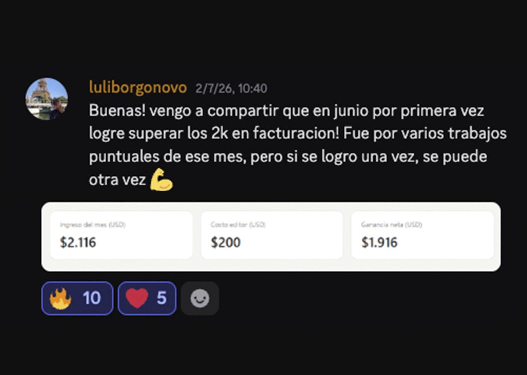 Win de Lucía Borgonovo en Discord